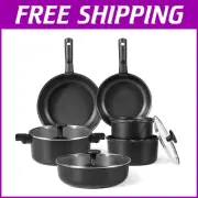 Versatile 13-Piece Induction Cookware Set - Non-Stick with Detachable Handles