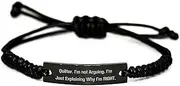 [Generic] Quilter Gifts from Friends for Quilter, I'm Not Arguing. I'm Just Explaining Why I'm Right. Adjustable Rope Black Stainless Steel Birthday, S, Nylon, no gemstone, Small, Nylon, no gemstone