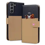 S21 Plus Wallet Case 3 Credit Card Slot ID Card Holder, PU Leather Flip Case with Strap - Brown