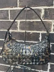 NWT $265 BRAHMIN Kyrie Untamed Melbourne houndstooth leopard Shoulder Bag lthr
