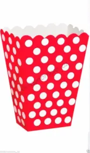 8 Dots Red Lolly Treat Box Christmas Birthday Minnie Mouse Party Favours Popcorn