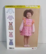Simplicity 8963 Dress / Jumper, Jumpsuit, Top Pattern Toddler Size 1/2 - 4 Uncut