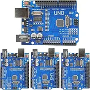 4-Pack UNO R3 ATmega328P Blue Development Board Compatible with Arduino IDE for DIY Electronics, and STEM Learning（4-Pack UNO R3-Blue