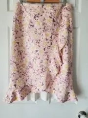 Anthropologie Skye Floral Print Vegan Suede Ruffled Skirt Size US 14 New Swiftie