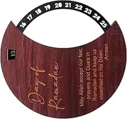 GARVALON Wooden Acrylic Rotatable Countdown Calendar for Ramadan Decorative Desk Calendar with Wheel and Letters Holiday Advent Calendar