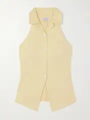 [Veronica Beard] Veronica Beard - Orlinda Linen-blend Twill Vest - Yellow - US10 US 10 Yellow