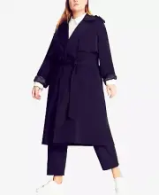 Refinity City Chic Trendy Plus Size Rhythm Trench Black Size Medium