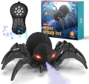 Robot Spider, Remote Control Spider with Spray and Lights, Black Widow Toy for K