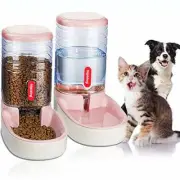 Pets Cats Dogs Automatic Waterer and Food Feeder 3.8 L with 1 Water Light pink