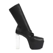 [Rick Owens] Rick Owens-Black Lamb Leather Grill Stretch Peeptoe Boots-Donna 40 IT