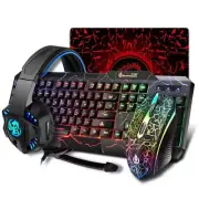 Gaming Keyboard and Mouse Ergonomic Pro Combo LED Backlight USB Wired 4 In1