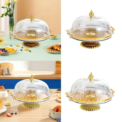 Footed Pastry Display Server Cake Stand with Dome Lid Round Footed Cake Plate