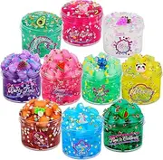 Hahafunyo Clear Slime Kit 10 Pack Crystal Clear Slime Set Non Sticky Premade Jelly Cubes Clear Slime Pack Party Favors Stress Anxiety Relief Toy for Boys Girls for Kids