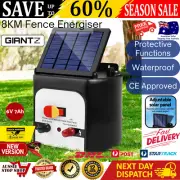 8KM Waterproof Solar Powered Fence Energiser Electric Compact Farm Fencing AU