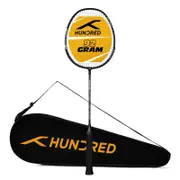 HUNDRED Powertek 200 PRO Strung Badminton Racquet with Head Cover (Black, Size: Standard, Grip: G5)
