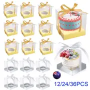Cupcake Boxes Single Cake Muffin Cup Display Box Holes Ribbon Clear Plastic Case