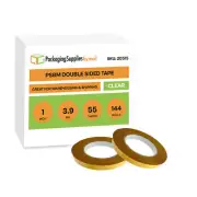 144 Rolls Clear BOPP Double-Sided Tape 1"x55 Yds Heavy Duty Packing Tape 3.9 Mil