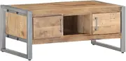 Mango Wood Coffee Table 95x50x40 cm for Living Room with Storage, Industrial Farmhouse Style - Modern Accent Center Table