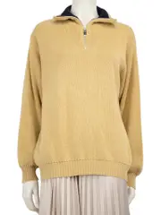 Beige Half Zip Neck Jumper