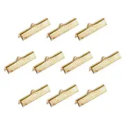 200Pcs Ribbon Crimp Clamp Ends 30mm Cord End Clasp for DIY Craft Light Golden