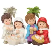 Christmas Nativity 3.5Inch Resin Small Manger Scene Set Holy Family Figures