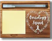 Oncology Squad Sticky Note Holder, Oncology Team Gifts, Thank You Appreciation Gifts for Oncologist, Nurse Office Desk Accessories, Wooden Sticky Note Pad Holder for Medical Staff WPP74