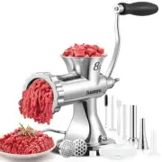 Manual Meat Grinder with 2 Stainless Steel Sausage Stuffer Filler Hand Crank ...