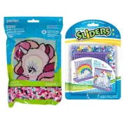 Perler Unicorn 3500 Beads & Pattern Kit and Perler Sliders Unicorn Cap Lot (2)