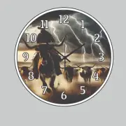 Gathering Steers On A Steer Wall Clock A Fun Old West City Skyline Western Art