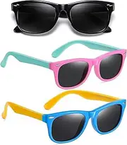 [VAVCASE] 3 Pack Kids Polarized Sunglasses for girls boys, Stylish Polarized Sunglasses,Elastic Rubber for Toddlers Kids Party Outdoor Activities