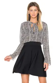 NWT Theory Kimry Tie Front Silk Top Snake Print Malt Black Size S $285