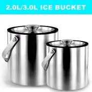 Ice Bucket with Lid Strainer Tong Double Walled Stainless Steel Insulated xiJvS