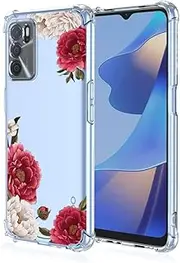 [EASSGU] TPU Silicone Mobile Phone Case for Oppo A16 / Oppo A16s / Oppo A54s, Transparent Colour Gradient Case, Anti Drop and Anti Scratch 6.52 Inch Protective Case Flowers 7
