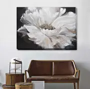 White Gold Flower Stretched Canvas Print F136