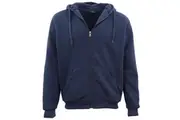 Mens Women's Thick Zip-Up Hoodie w Sherpa Fur Winter Unisex Hooded Jacket Jumper - Navy
