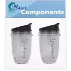 2Pk 18oz Cup w/ Sip No Seal Flip Lids for Nutri Ninja Blender w/Auto-iQ BL682