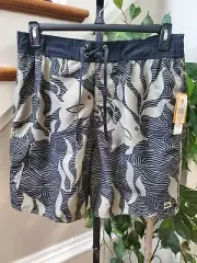 Quick Silver Men's Blue & Gray Polyester Logo Print Pull On Swimwear Shorts M
