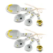 2x 4pc Davis & Waddell Beetanical Measuring Spoon Cooking/Baking 13cm Yellow/BLK