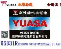 在飛比找Yahoo!奇摩拍賣優惠-＊電池倉庫＊全新 湯淺 YUASA 加水汽車電池 95D31