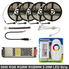 5050 RGB RGBW RGBWW 5-20M LED Strip Flexible Tape Controller+12V Power Adapter