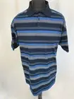 Hippo Golf Striped Polo Shirt Smart Casual Active Navy Blue Teal XL E3382