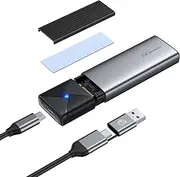 M.2 NVMe Sata SSD Enclosure Aluminum, 10Gbps NVMe(M Key/B+M Key) Dual Protocal, 6Gbps NGFF SATA(B+M Key Only) Plus UASP, USB-C 3.2 Gen2 External Caddy, Support 2230/2242/2260/2280, Gray