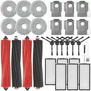 Generic Replacement Kit Accessories Compatible with Roborock Qrevo Silm, Qrevo Master Robot Vacuum Cleaner Parts 2 Double Main brush 6 Dust bag 6 Mop cloth 6 Side brushes 6HEPA filter (28 Kit)