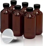 Amber Glass Bottles, 57ml Amber Glass Bottles for Vanilla Extract, Boston Round Leakproof Brown Jars with Caps, Bonus Funnel - Ideal for Homemade Extracts, Essential Oils