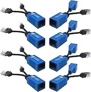 SGUESIKR 4 Pair PoE Ethernet Splitter, RJ45 Cable Sharing Kits, 2-in-1 Cat5 Combiner, Ethernet Extender for 8 Security IP Cameras NVR Surveillance System