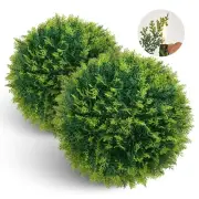 2 PCS 15" Artificial Plant Topiary Ball, Cypress Faux Balls with LED String L...