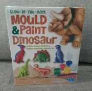 Mould & Paint Dinosaur Kit Glow in Dark Fridge Magnets Badges T-Rex Brand New
