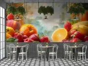 3D Orange Strawberry Banana Pineapple Wallpaper Wall Murals Removable Wallpaper