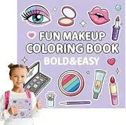 Makeup Coloring Book,Easy Makeup Color Book Picture Books - Simple and Big Illustrations Coloring Pages, Preschool Supplies 40 Sheets Color Book for Friends Family