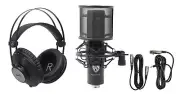 Rockville RCM PRO Studio Recording Condenser Microphone Mic+AKG Headphones